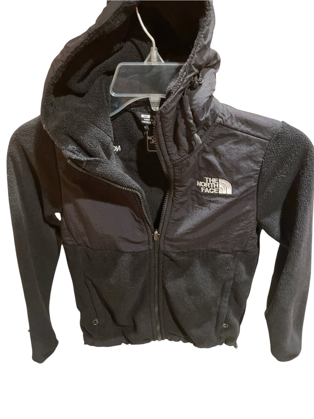 The North Face Youth Medium Black Denali Hooded Fleece Jacket Full Zip Kids M